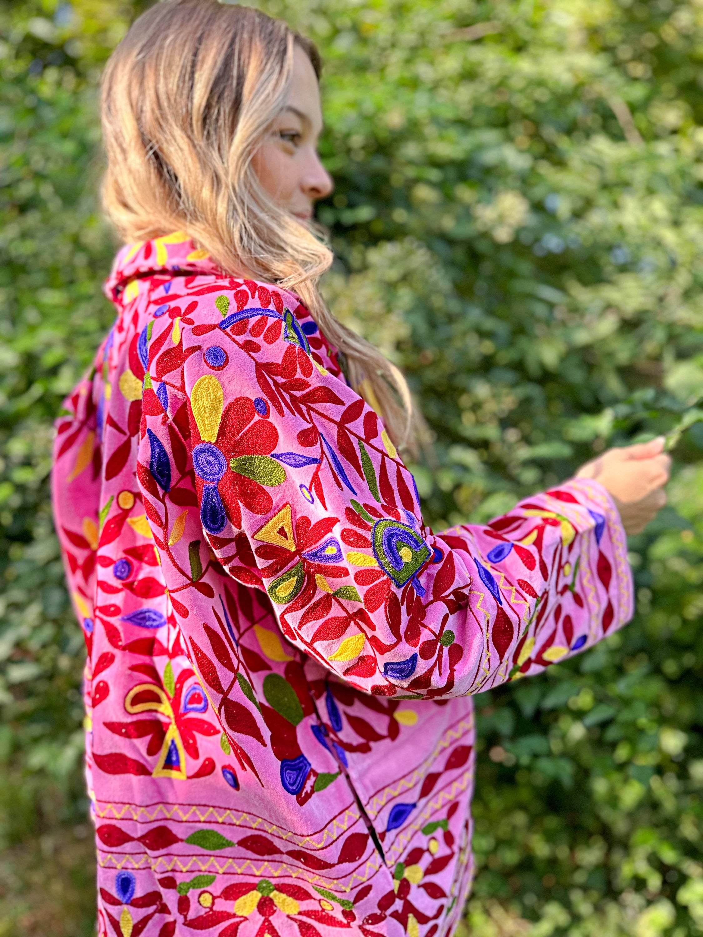 Velvet Suzani Artisan Hand Embroidered Short Jacket | Autumn