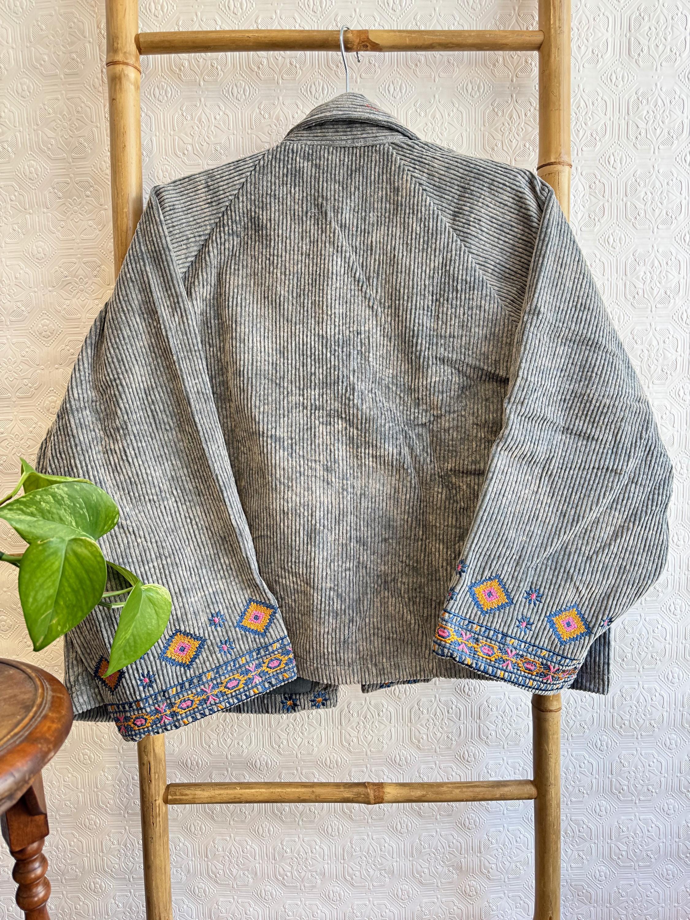 コーデュロイ刺繍オープンショートジャケットコート | ボヘミアン