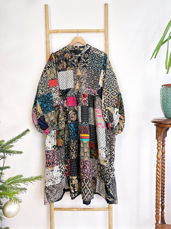 silk patchwork dress Vintage Silk Patchwork Dress The Kit Vintage