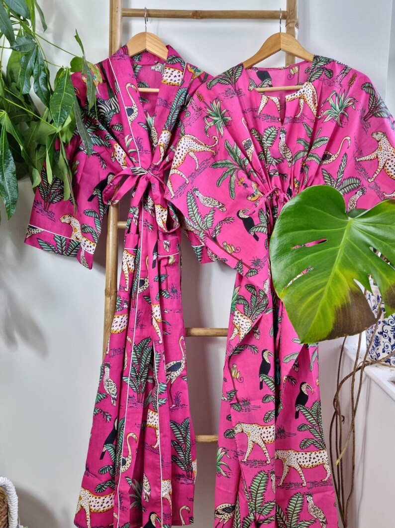 Pure Cotton Indian Block Printed House Robe Kaftan Kimono Etsy