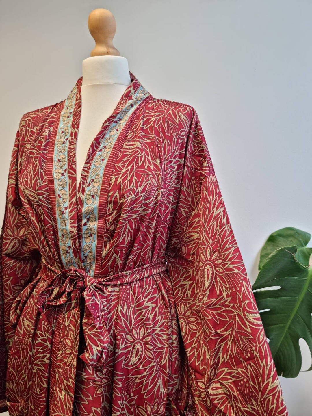Sari Robe New Silky Sari Boho Kimono Regal House Robe - Luxury Lounge Digital ...