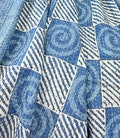 Kantha Stitch Pure Cotton Reversible Bed/Sofa Throw King Size Handmade Dohar | White Indigo Blue Geometric Checks Swirls Stripe