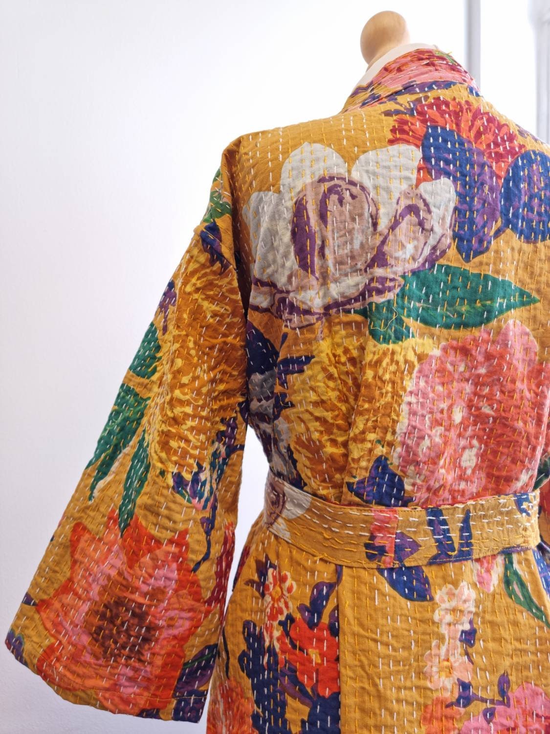 Kantha Cotton Long Reversible Kimono Jacket Unisex Robe | Etsy