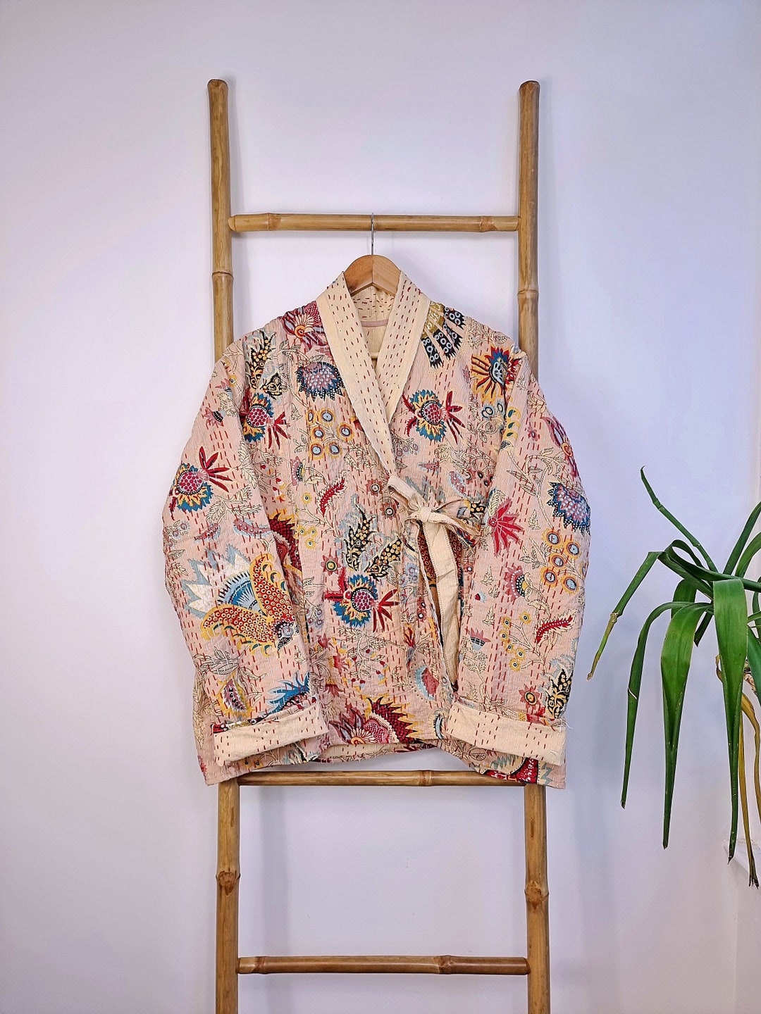 Kantha Mini Top Beige and Fucsia Floral