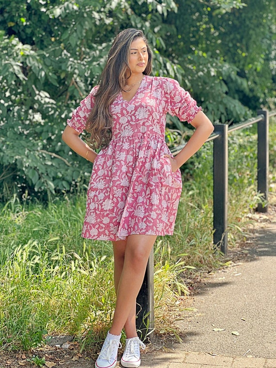 cotton ink dress Patterned Sleeveless Dress In Organic Cotton - Ink Blue - Gudrun Sjdn