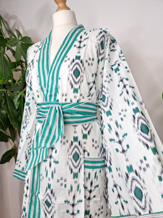 energie Bedelen lenen Pure katoenen handbedrukte badjas zomer kimono Beach Duster - Etsy België