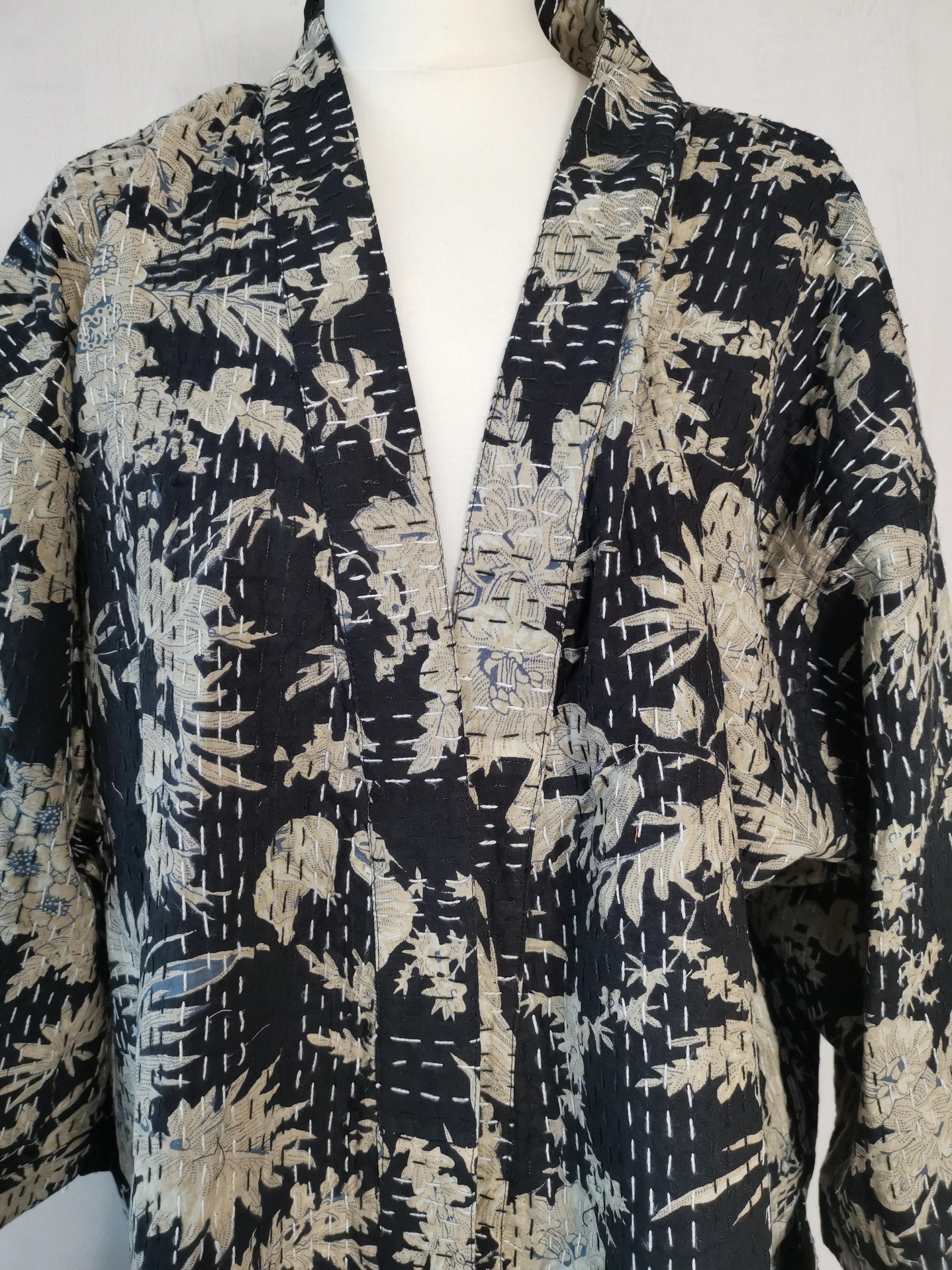 Kantha Cotton Reversible Kimono Jacket Unisex Robe Handmade - Etsy UK