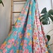Pure Soft Cotton Indian Floral Dohar Reversible Bed/Sofa Throw Summer Quilted King Size | Handmade HandPrinted | White Aqua Turquoise Pink