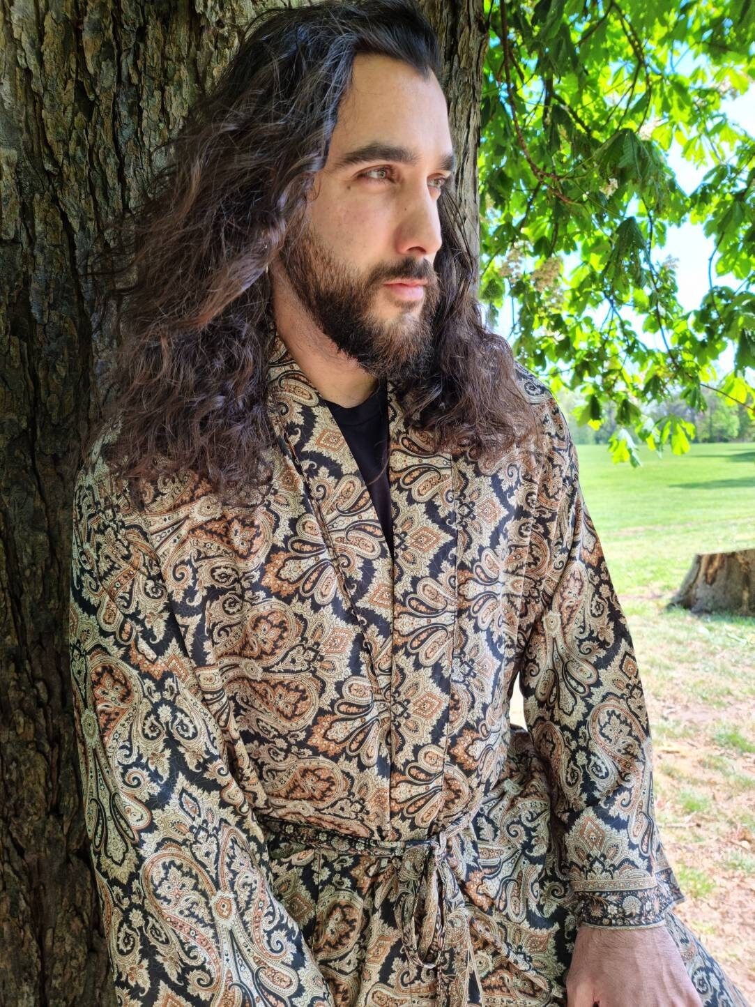 メンズ シルキー ボヘミアン キモノ マンハウス ビーチ アーティスト  