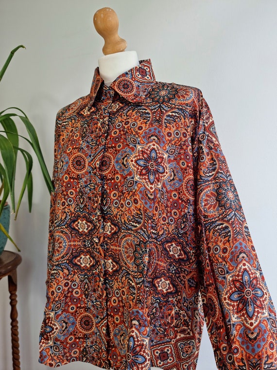 ボヘミアン アーシー ブルゾン シルキー ブレンド シャツ イージー  