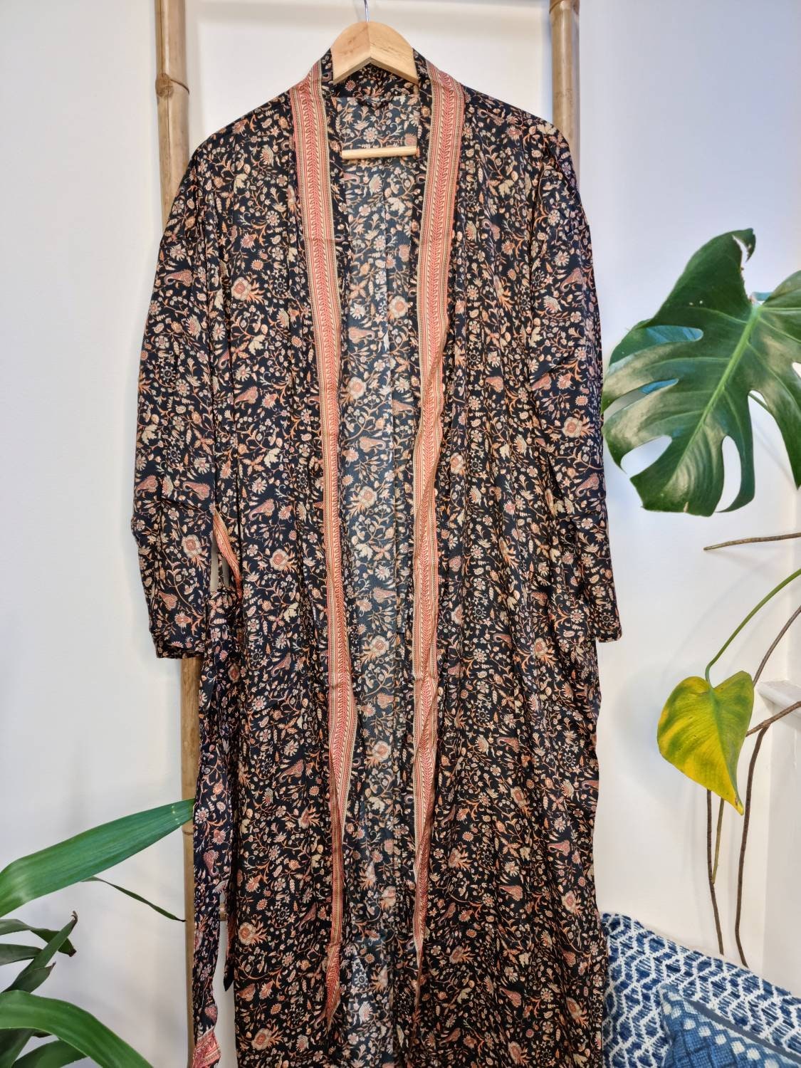 New Silky Sari Boho Kimono Regal House Robe - Luxury Lounge