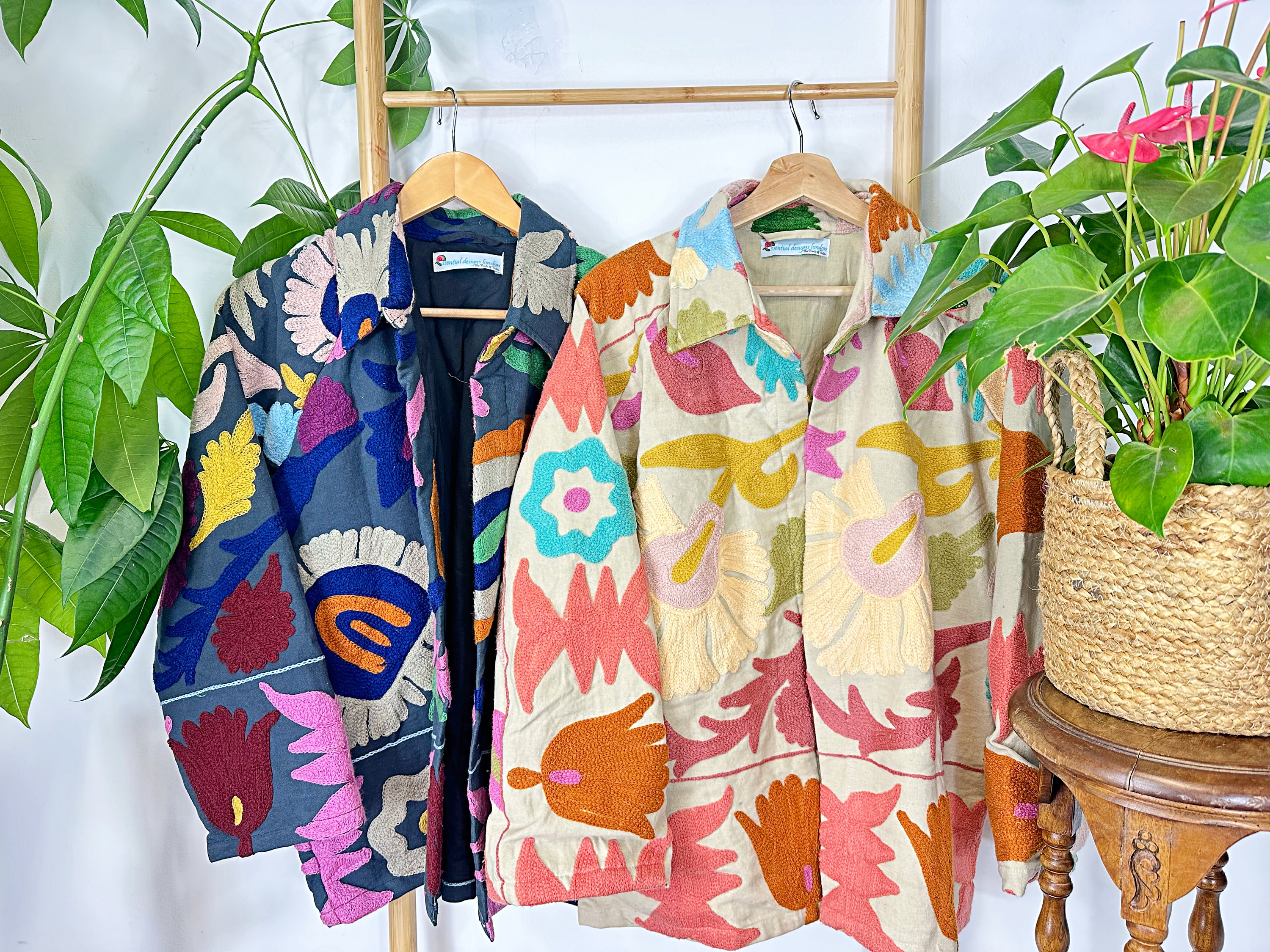 Suzani Hand Embroidered Short Collared Jacket | Spring Boho Coat