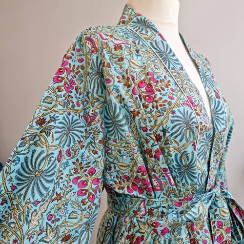 Pure Cotton Indian Block Printed House Robe Summer Kimono - Etsy