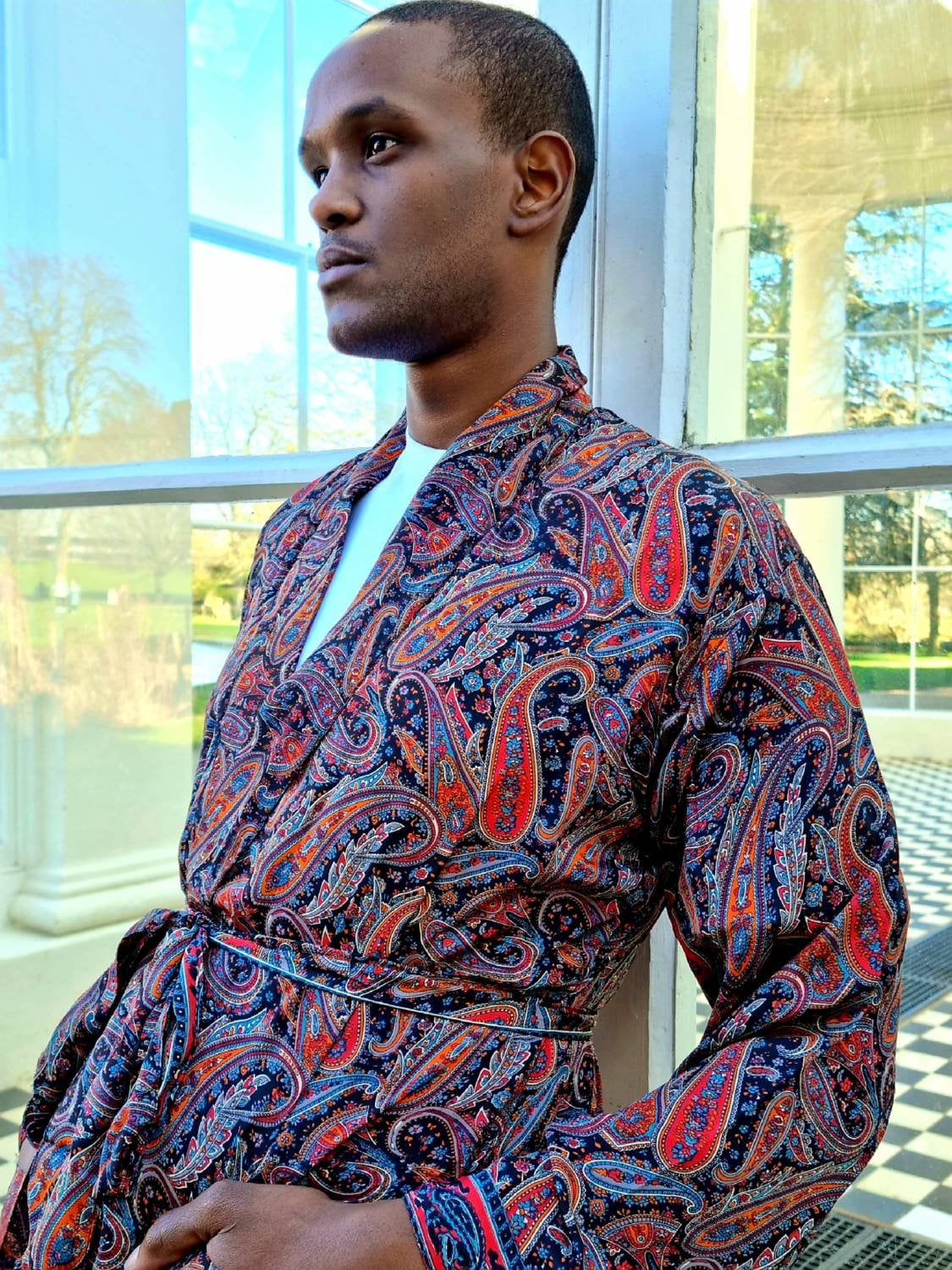 Mens Lightweight Paisley Dressing Gown Robe
