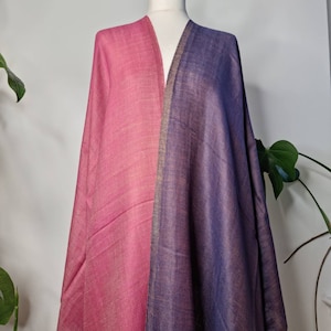 Pure Wool Pashmina Reversible Zari Metallic Gold | Scarf Stole  Wool Scarves Christmas Gift Regal | Purple Pink |