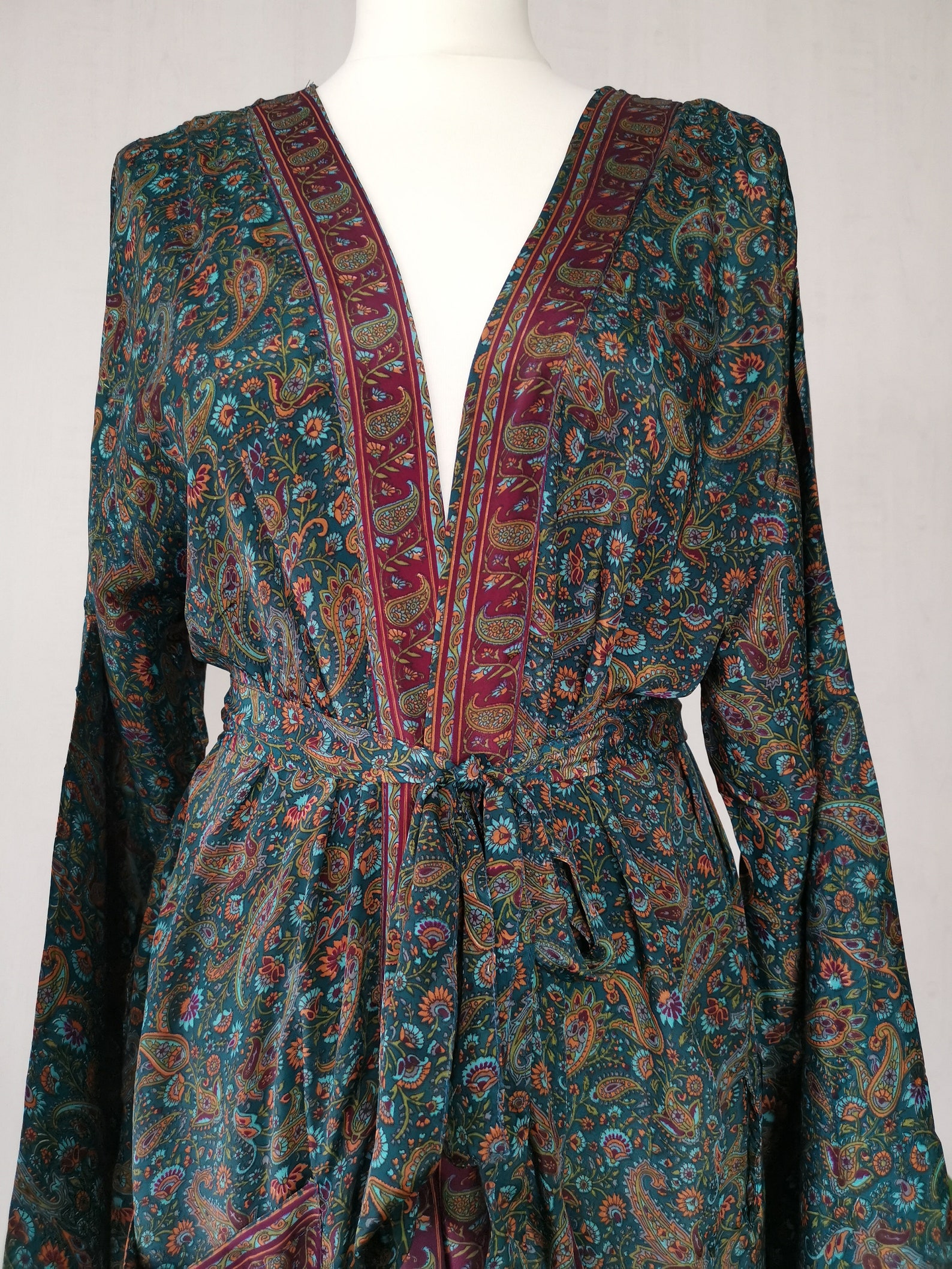 New Silk Sari Boho Kimono Regal House Robe Luxury Lounge - Etsy UK