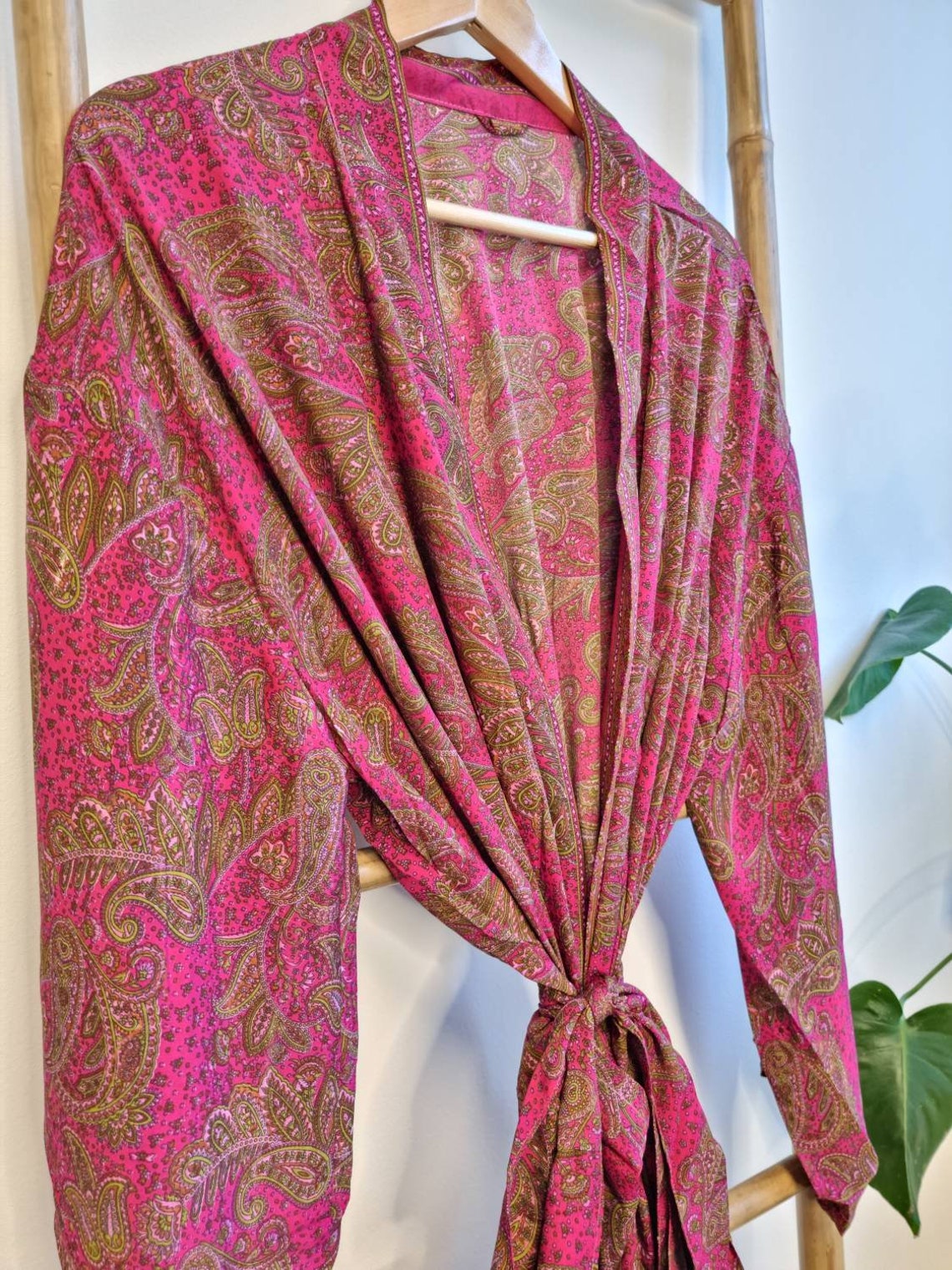 New Silk Sari Boho Kimono Regal House Robe Luxury Lounge Flowy - Etsy UK