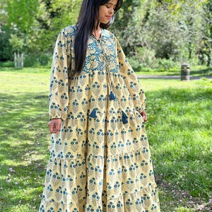 Bagru Brown Cotton Maxi Dress main image 1