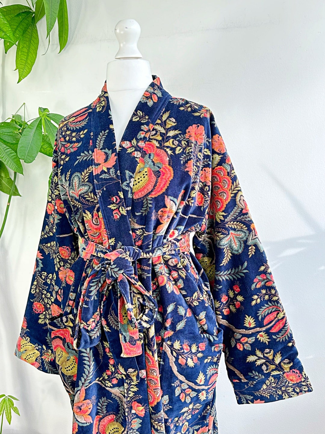 Fancy House Robe Luxury Velvet House Robe Unisex Kimono Boho Jacket Reversible Lined ...
