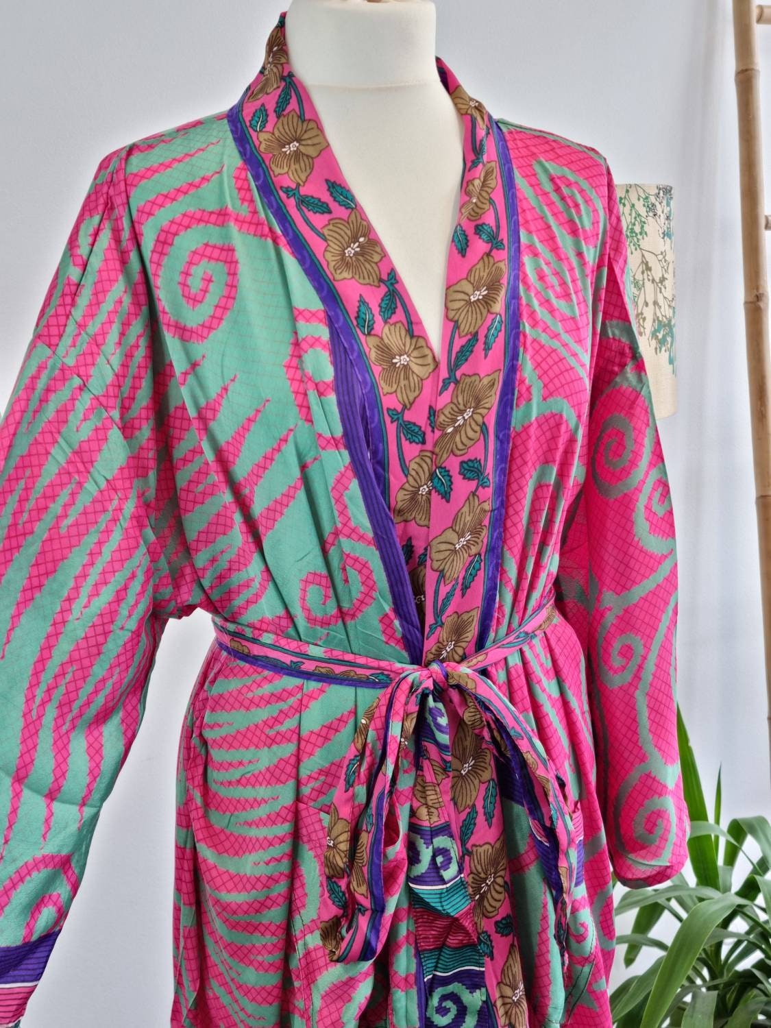 Recycled Silk Sari Boho Kimonos Regal House Robe Vintage | Etsy