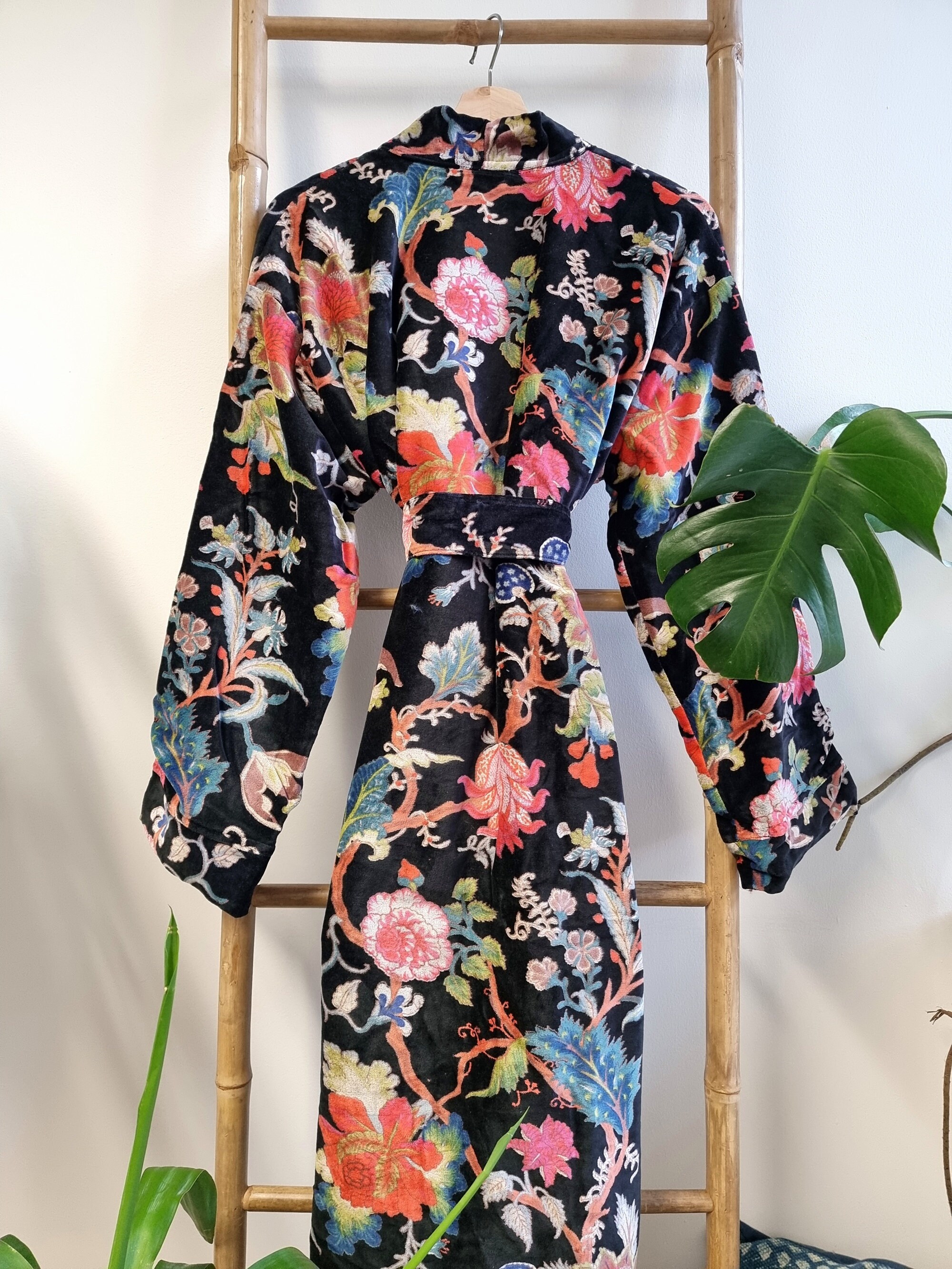 Fancy House Robe Luxury Velvet House Robe Unisex Kimono Boho Jacket Reversible Lined ...