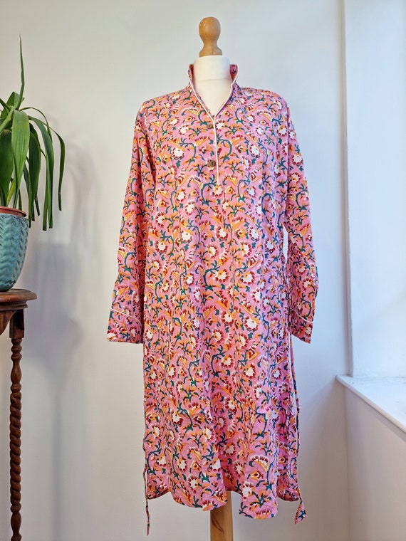 Soft Pure Cotton Luxury Indian Hand Block Cotton Night Shirt Rose Pink Blue Yellow Gardenia Nightwear Sleepwear Girls PJ Bridesmaid Etsy Ireland