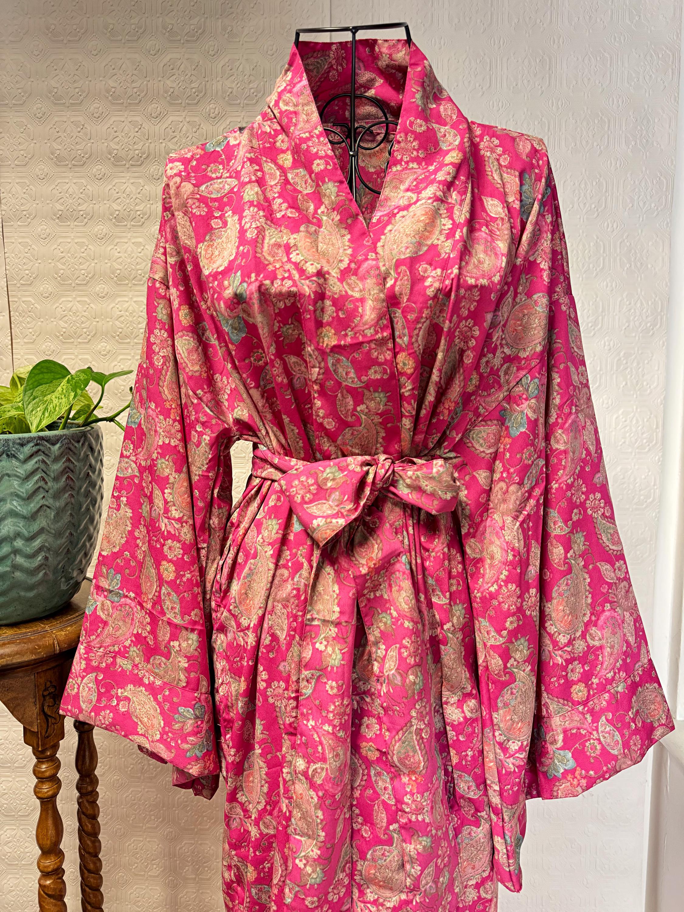 Flowly Robe New Silky Sari Boho Kimono Regal House Robe - Luxury Lounge Digital ...