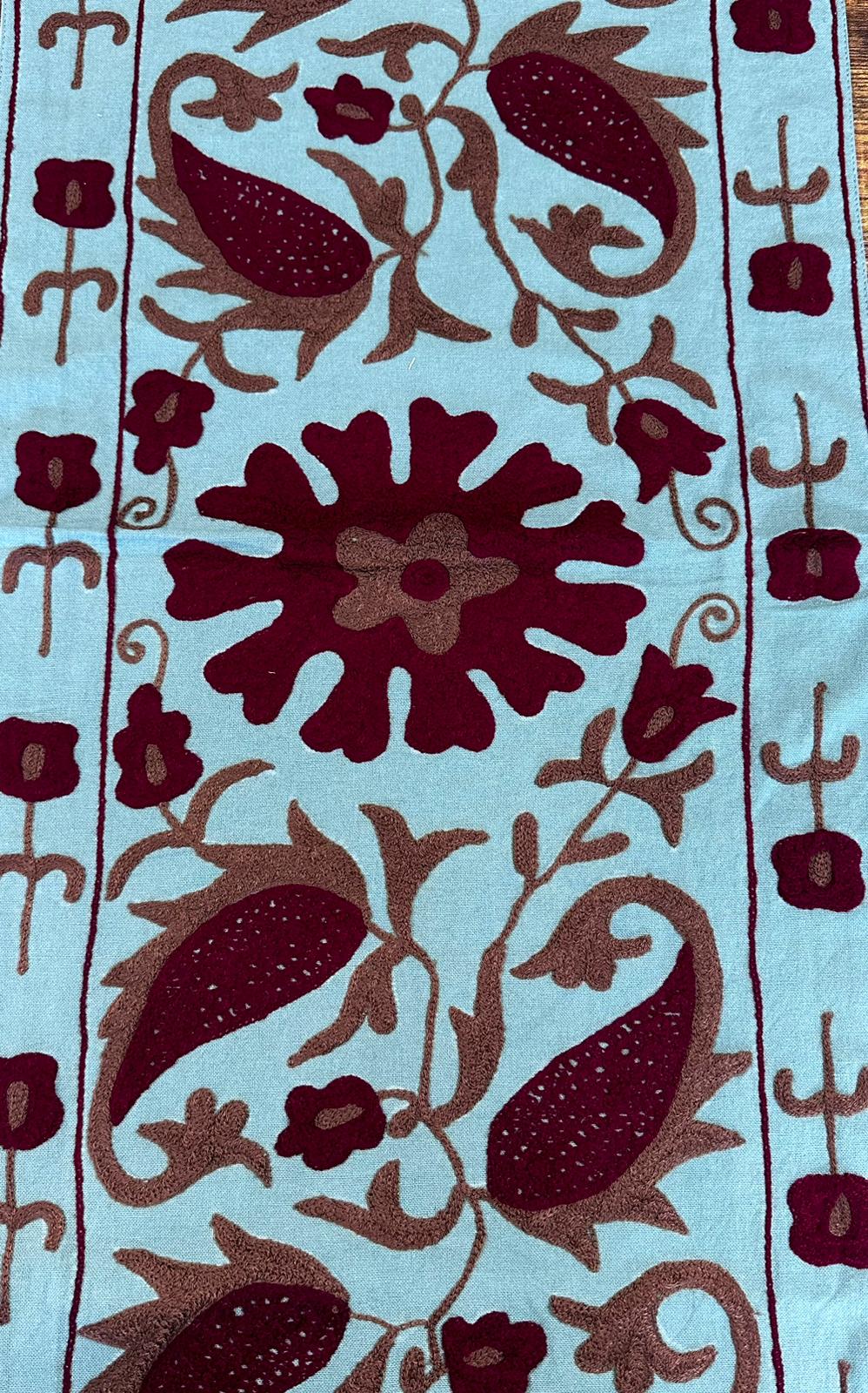table runner 「松風」　帯リメイク　正絹 西陣織　長尺 Pure Cotton Reversible Suzani Hand Embroidered Table Runner
