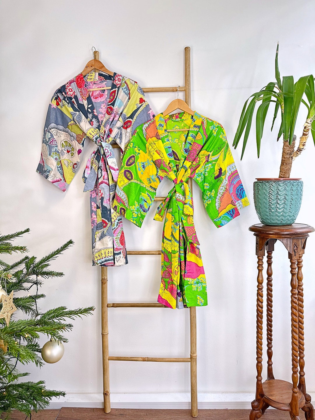 Pure Cotton Handprinted Short House Robe Summer Kimono | Floral Beach ...