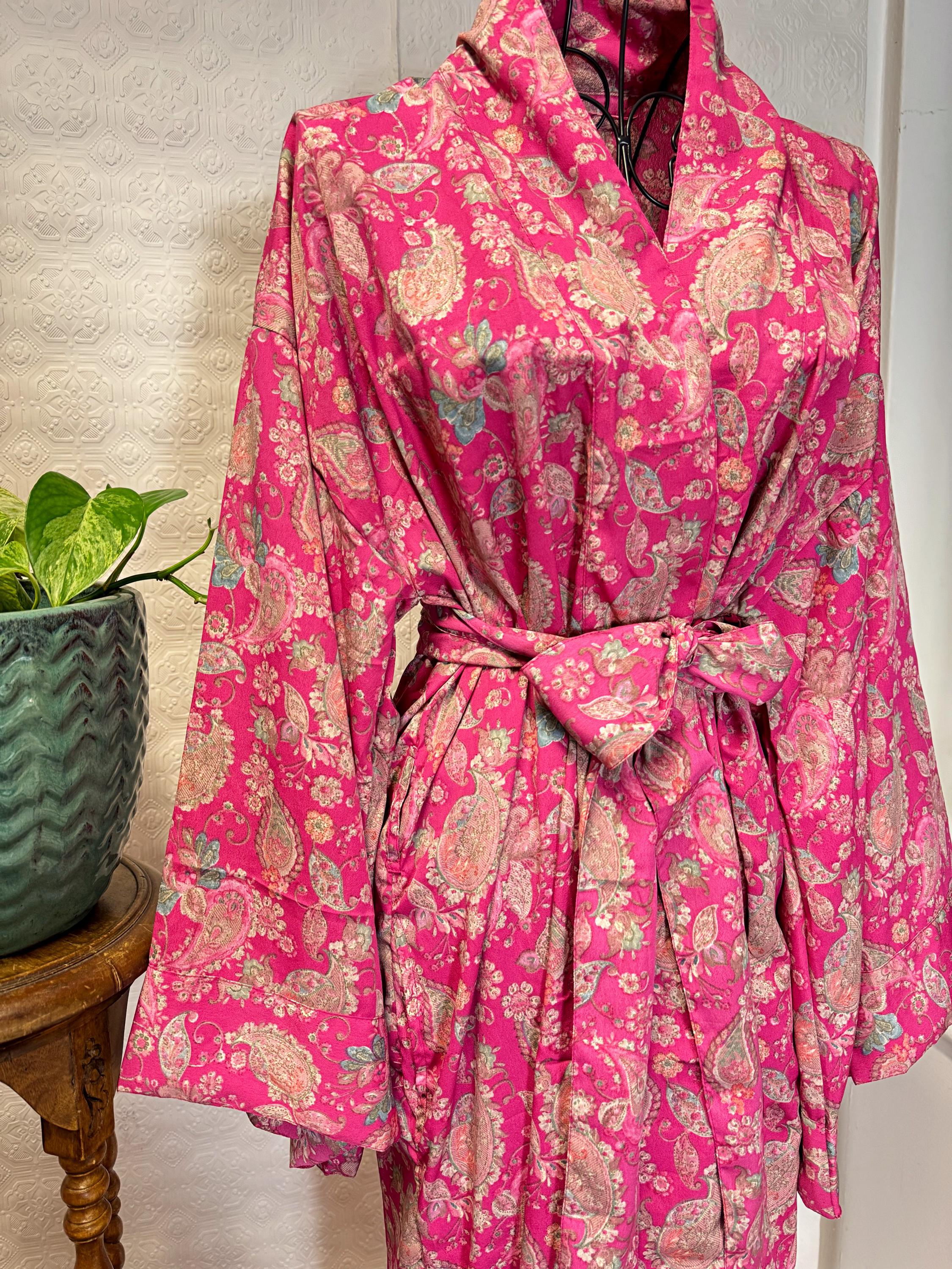 Flowly Robe New Silky Sari Boho Kimono Regal House Robe - Luxury Lounge Digital ...