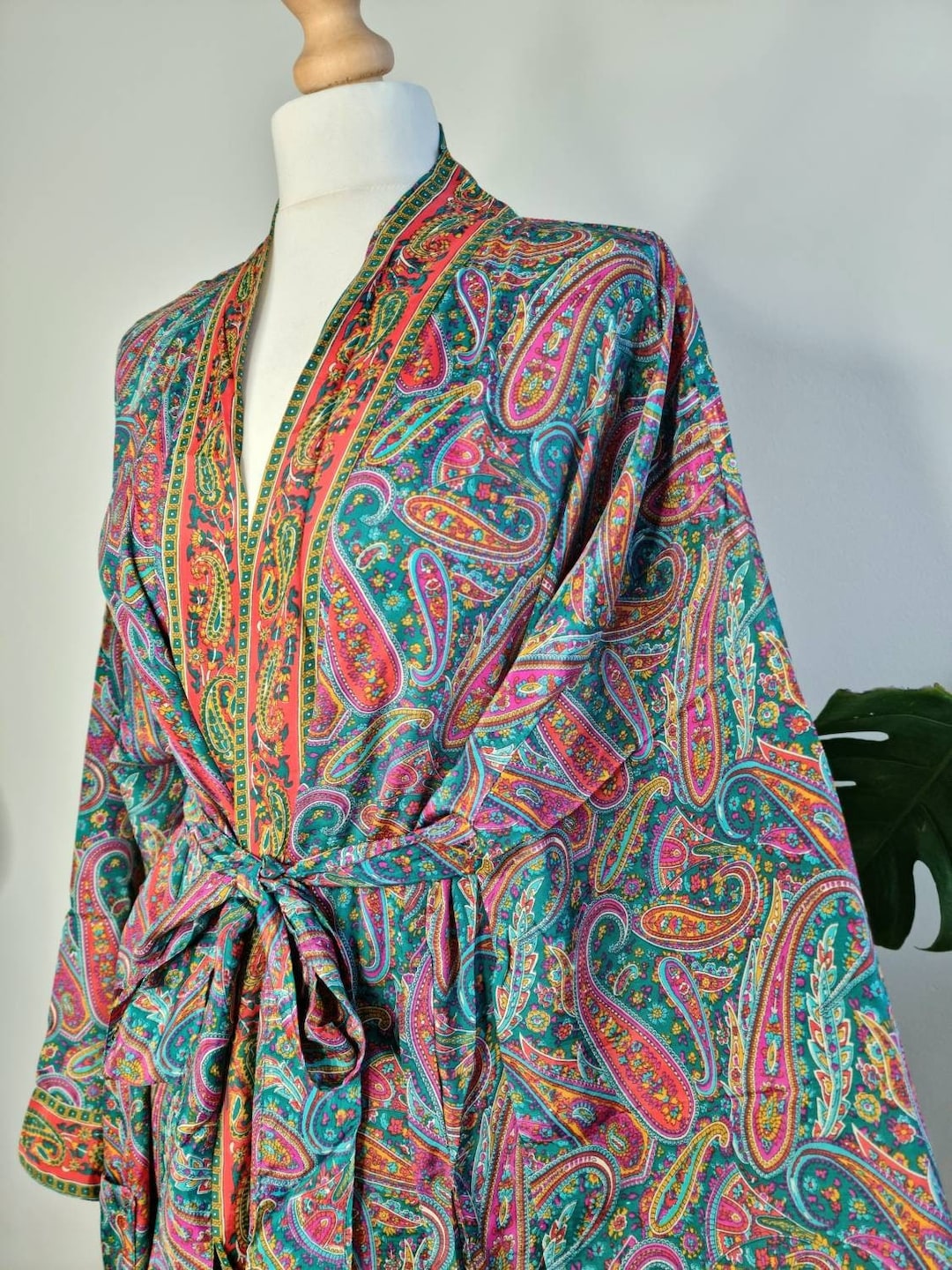 New Silk Sari Boho Kimono Regal House Robe Luxury Lounge Flowy - Etsy