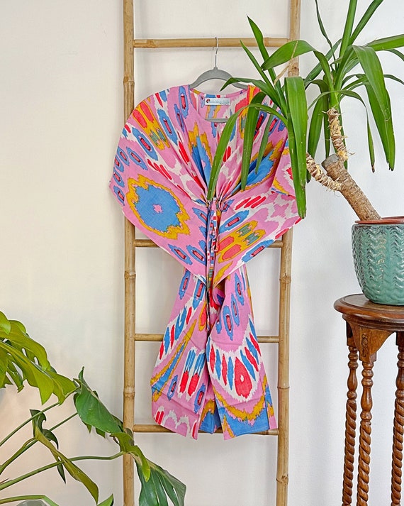 pure cotton kaftan dress White Cotton Linen Goddess Kaftan Dress, Deep V Neck Kaftan Dress
