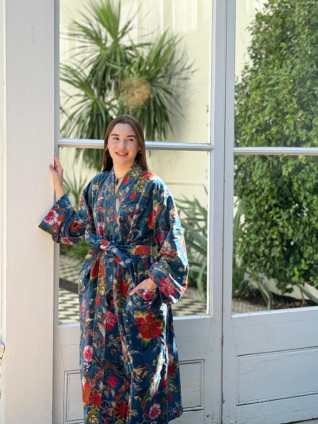 Fancy House Robe Luxury Velvet House Robe Unisex Kimono Boho Jacket Lined Christmas ...