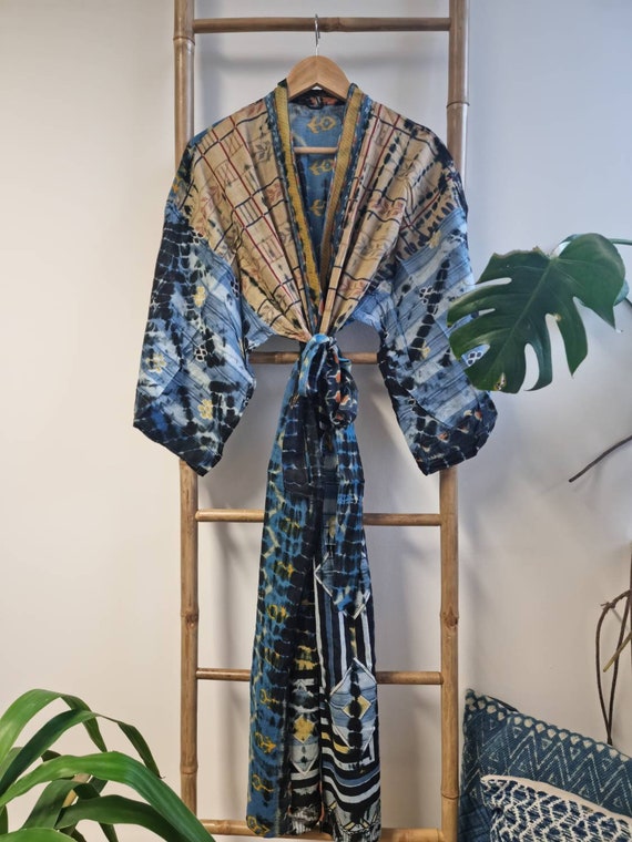 Recycled Vintage Pure Cotton Indian Sari Hand Tie Dye Open