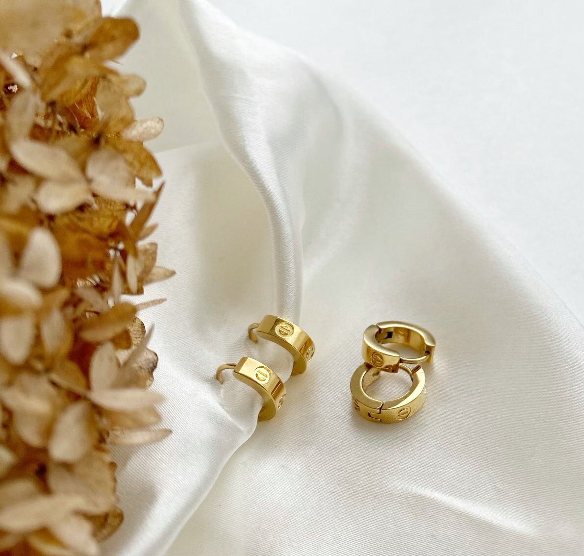 Dainty Hoop earrings | Love earrings | 14k Gold plated | non-tarnish …