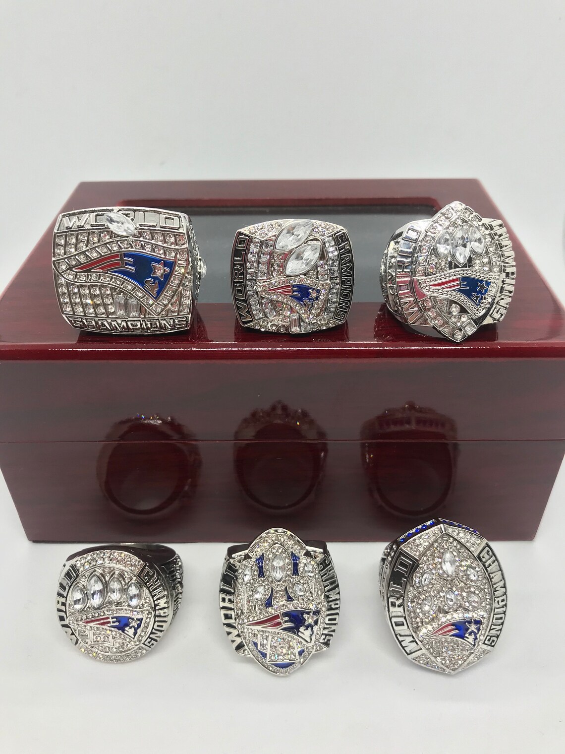 6 Piece New England Patriots Championship Ring with Wooden | Etsy