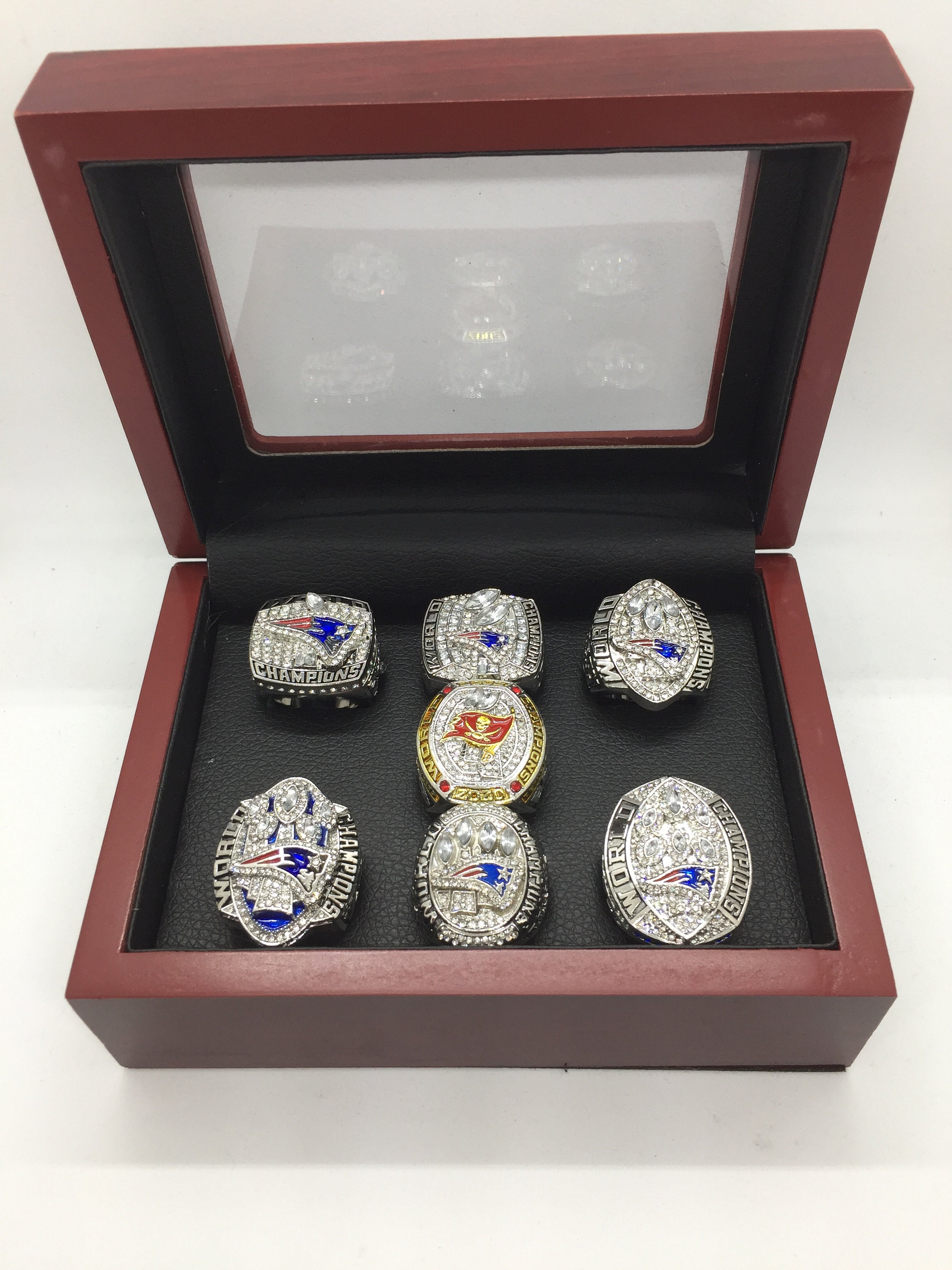7 Piece Tom Brady Championship Ring with Wooden Display Box | Etsy
