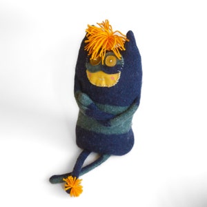 Eco-friendly monster toy Handmade upcycle design stuffed toy made from 100% recycled fabric. Sustainable and adorable image 8