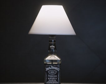 Jack Daniels whiskey table lamp. Upcycle lamp. Lamp from bottle. Jack Daniels Gift. Original lamp from bottle. Man cave lamp.