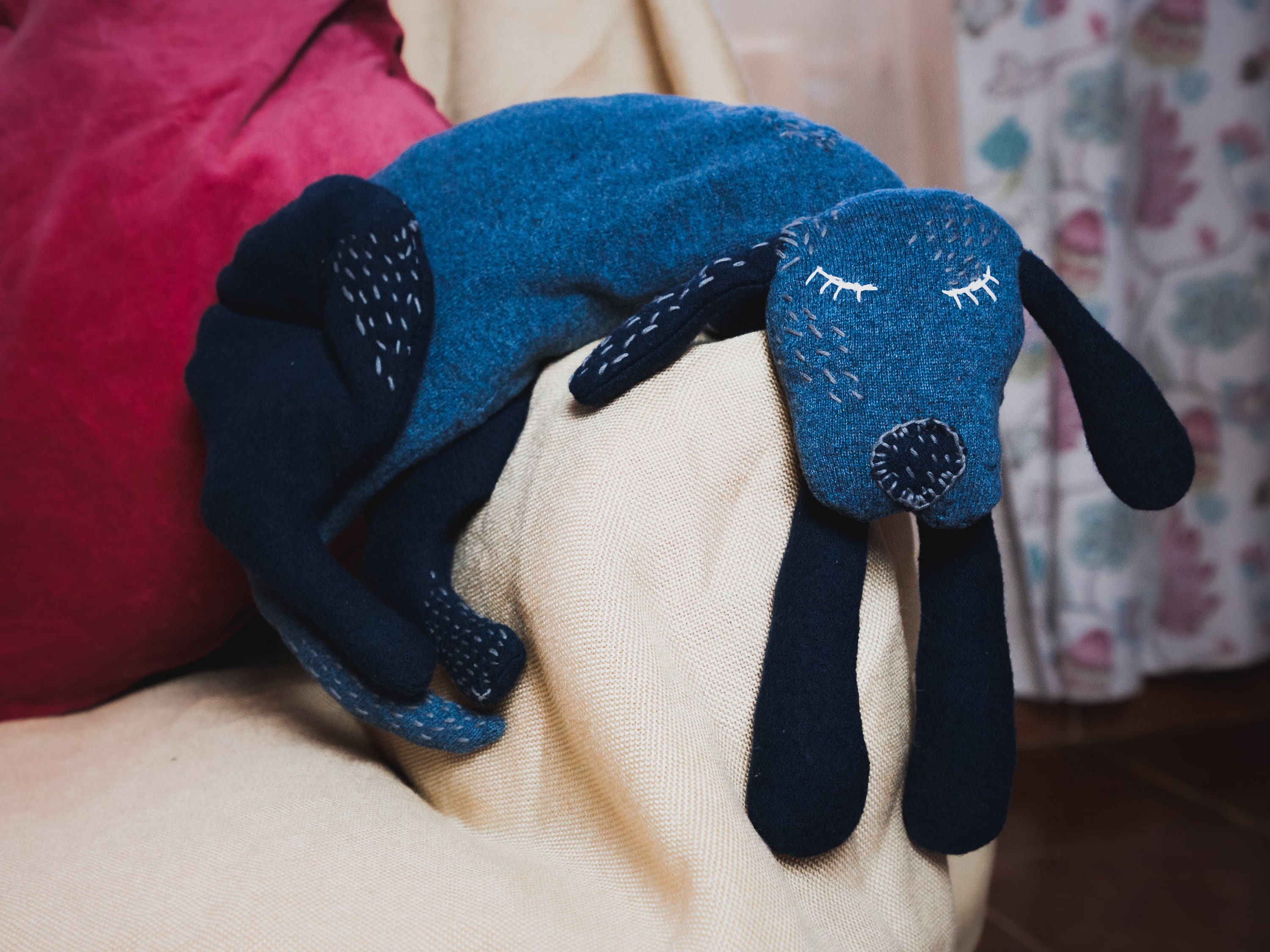 Handmade Soft Toy Blue dog. Original Soft Neck Etsy