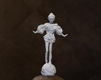 Handmade Paper Sculpture: Girl on Sphere - Wabi Sabi Art Figurine