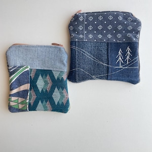 Portafoglio in tessuto patchwork fatto a mano - Porta monete e carte riciclato in stile giapponese - 10 x 15 cm