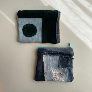 Handcrafted Patchwork Fabric Wallet - Japanese Style Upcycled Coin and Card Holder - 10x15 cm