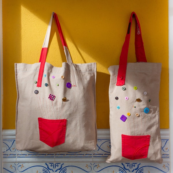 Set of tote bags Balloons. Eco-friendly recycling bags. Denim Recycled