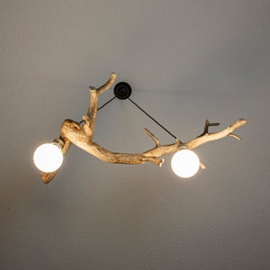 Driftwood Chandelier Lamp | Handcrafted Unique Lighting Fixture | Enchanting Shadows and Elegant Design | Sustainable Home Lighting