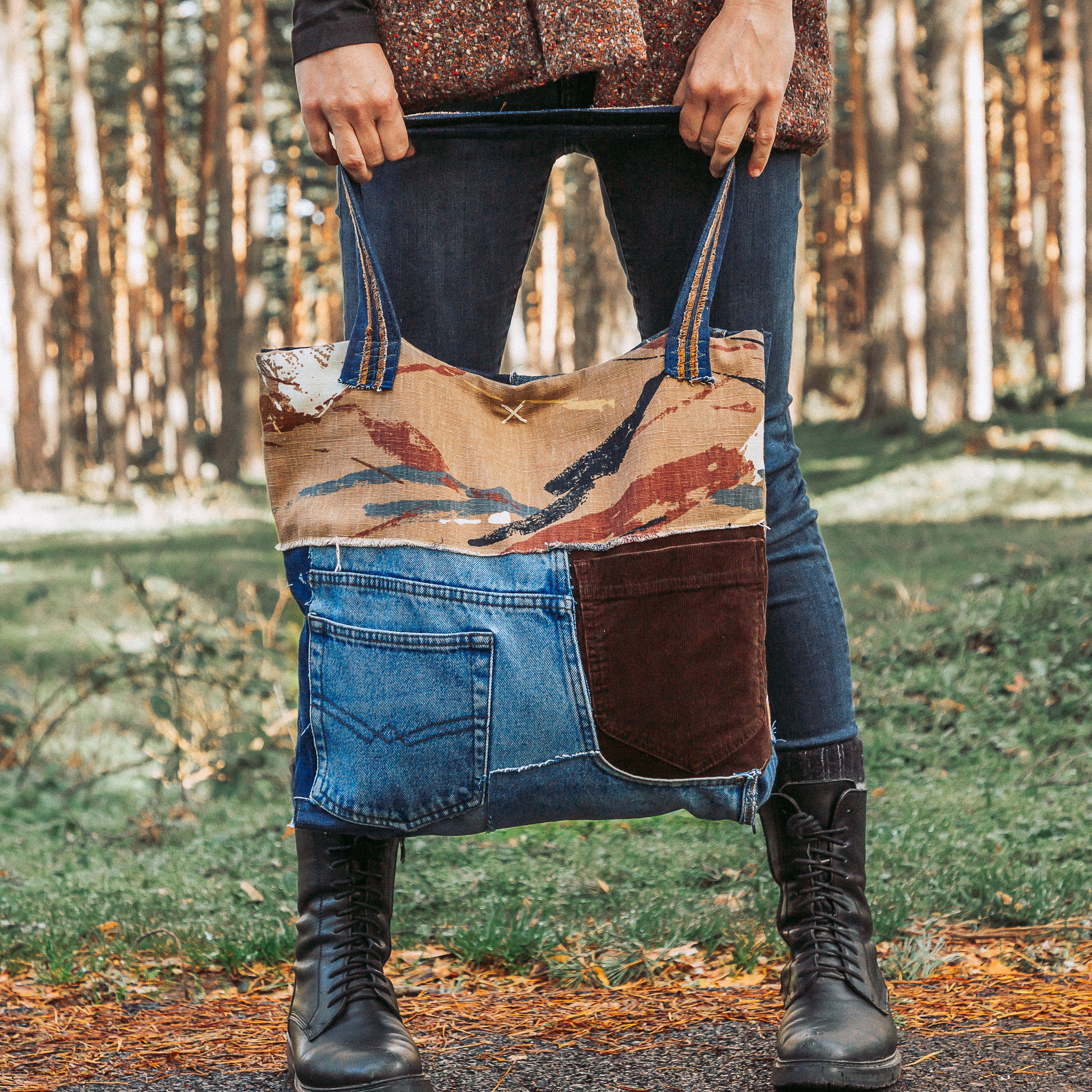 Jeans patchwork bag Etsy España