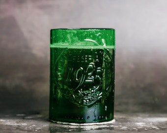 Handcrafted Alhambra Beer Bottle Glass | Upcycled Green Glass | Versatile Mug for Beer, Coffee, and Water | Safe Edges | Dishwasher-Friendly