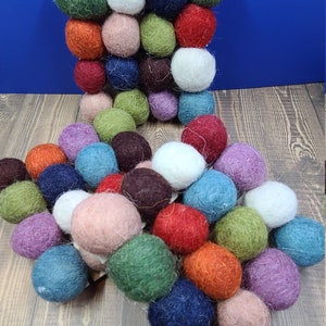 Multi-colored Wool Ball Coasters