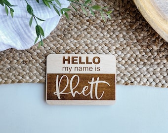 Hospital Announcement Hello My Name Is Wooden Cutout Birth Announcement Newborn Photo Prop Baby Name Announcement Baby Shower Gift