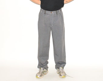 VINTAGE TROUSERS, 90s, Y2K, 00s - Vintage 90s classic pleated trousers in grey
